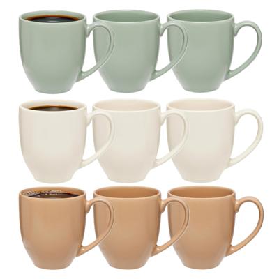 5Five Koffiemokken Venice - 9x stuks - Keramiek - in 3 kleuren - 480 ml - 9 x 11 cm