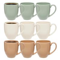 5Five Koffiemokken Venice - 9x stuks - Keramiek - in 3 kleuren - 480 ml - 9 x 11 cm