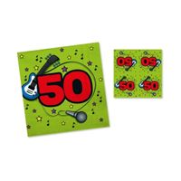 20x Servetten 50 jaar verjaardag groen/rood 33 x 33 cm   -
