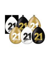 Ballonnen Celebration 21 Jaar Wit/Goud/Zwart (6st)