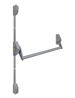 Lips FLAT101M Paniekopener Freedom Line model T | met duwstang | 2 - 3 sluitpunten met nachtschootblokkering | 860mm kleur zilvergrijs/zilvergrijs. -