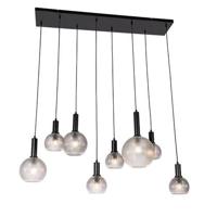 QAZQA Design hanglamp zwart met smoke glas 8-lichts - Chico - thumbnail