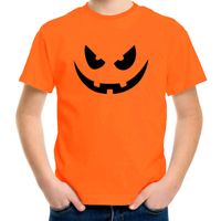 Pompoen gezicht halloween verkleed t-shirt oranje voor kinderen - thumbnail