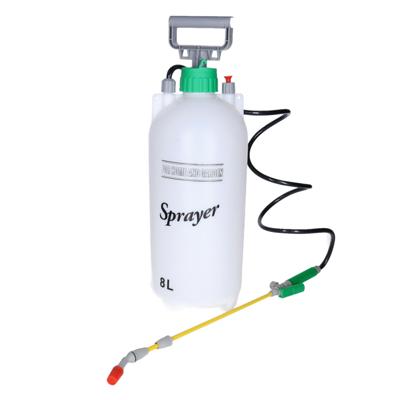 Drukspuit - 8 liter - met pomp - kunststof - wit/groen - plantenspuit/druksproeier - 18 x 18 x 56 cm