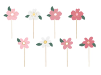 Taarttoppers Bloemen Mix Set (8 st)