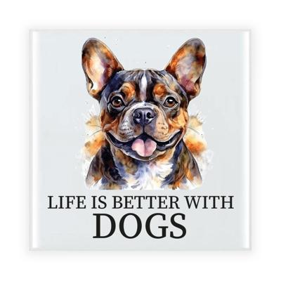 Cadeau tegel hondenliefhebber - Franse Bulldog hond - keramiek - waterverf - 15 x 15 cm Cadeau tegel hondenliefhebber - Franse Bulldog hond - keramiek - waterverf - 15 x 15 cm