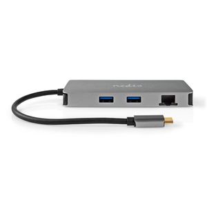 Nedis USB Multi-Port Adapter | USB 3.2 Gen 1 | USB-C Male | Micro SD / SD / USB-C Female / 2x HDMI / 2x USB-A Female | 5 Gbps Antraciet | Doos -