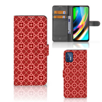 Motorola Moto G9 Plus Telefoon Hoesje Batik Rood