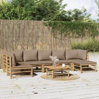 8-delige Loungeset met kussens bamboe taupe