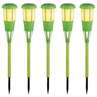 15x stuks solar tuinfakkel/tuinlamp groen op zonne-energie 61 cm