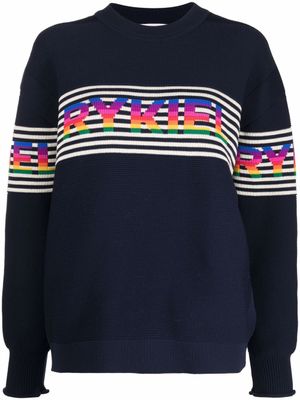Sonia Rykiel pull rayé à logo - Bleu