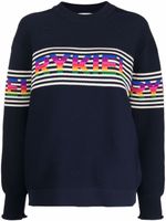 Sonia Rykiel pull rayé à logo - Bleu