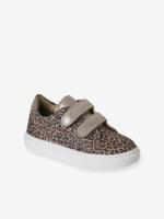 Leren kindersneakers met klittenband, kleutercollectie beige, bedrukt