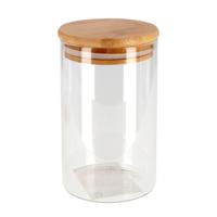 Gerimport Voorraadpot - 1x - glas - bamboe deksel - 1,3L - 22 cm