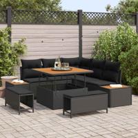 Tuinbankenset 8 pcs Zwart poly rattan