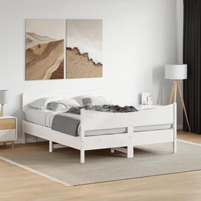 Bedframe zonder matras massief grenenhout wit 140x190 cm