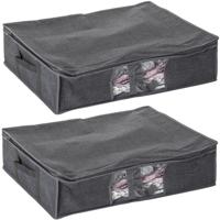 5Five Dekbed/kussen opberghoes - 2x - antraciet - vacuumzak - 60 x 45 x 15 cm