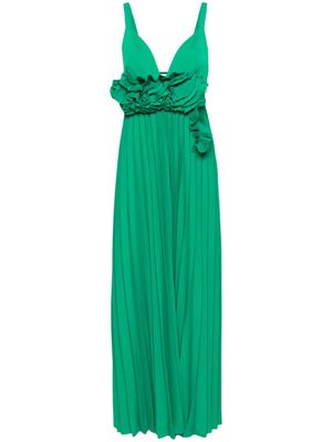 P.A.R.O.S.H. robe longue Palmer à design plissé - Vert