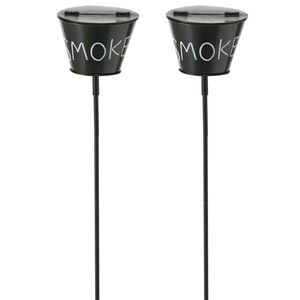 2x stuks zwarte tuin asbak Smoke op steker 110 cm