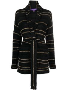 Ralph Lauren Collection contrast-stitching long-sleeve belted cardigan - Noir