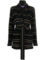 Ralph Lauren Collection contrast-stitching long-sleeve belted cardigan - Noir - thumbnail