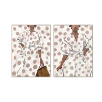 Schilderij Home ESPRIT Wit Bruin Vrouw Stads 90 X 4 X 119,5 CM (2 Stuks)