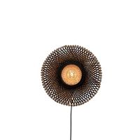 GOOD&MOJO Kalimantan Wandlamp Rond - Ø44cm - Zwart / Bamboe