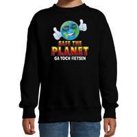 Funny emoticon sweater safe the planet zwart voor kids