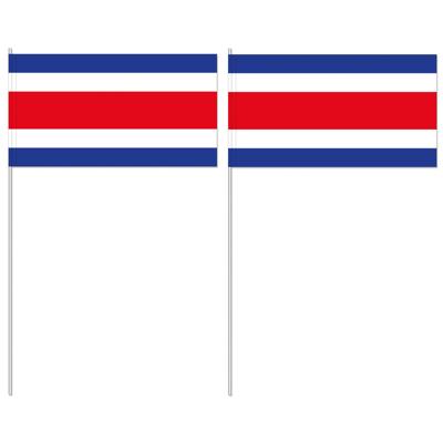 Costa Rica zwaaivlaggetjes/handvlaggen - 10x - 12 x 24 cm - papier - stokje van 40 cm