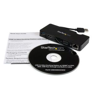 StarTech.com Universeel USB 3.0 mini docking station voor laptops met HDMI of VGA, gigabit Ethernet,