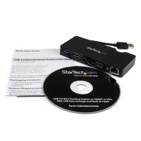 StarTech.com Universeel USB 3.0 mini docking station voor laptops met HDMI of VGA, gigabit Ethernet, - thumbnail