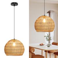 Hanglamp van Geweven Papier Kroonluchter in Bohemianstijl met Verstelbare Hanghoogte Moderne en Landelijke Lamp