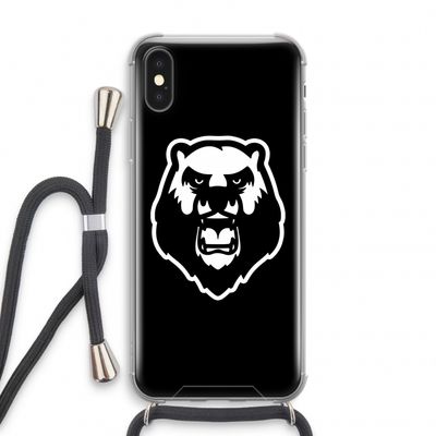 Angry Bear (black): iPhone XS Transparant Hoesje met koord