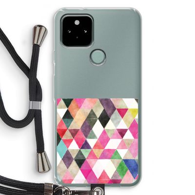 Gekleurde driehoekjes: Pixel 5 Transparant Hoesje met koord
