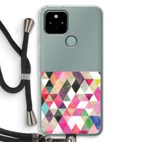Gekleurde driehoekjes: Pixel 5 Transparant Hoesje met koord