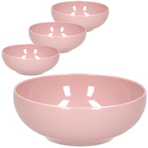 Set van 8x kommetjes/schaaltjes - Dessert/ontbijt - Kunststof - D16 cm - Oudroze