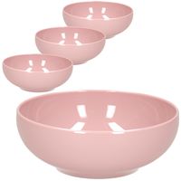 Set van 8x kommetjes/schaaltjes - Dessert/ontbijt - Kunststof - D16 cm - Oudroze