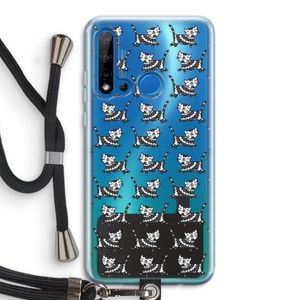 Zwarte poes: Huawei P20 Lite (2019) Transparant Hoesje met koord