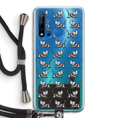 Zwarte poes: Huawei P20 Lite (2019) Transparant Hoesje met koord