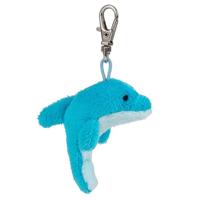 Nature planet pluche Dolfijn knuffel sleutelhanger - blauw - 6 cm - zeedier knuffel