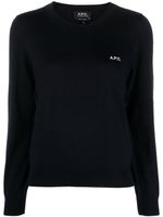 A.P.C. pull en maille à logo brodé - Bleu - thumbnail