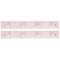 Wandkapstok - 2x - hout - beuken wit - 4 enkele haak - 5 x 41 cm - jashaken