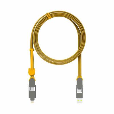 Rolling Square inCharge XL 6-in-1 Snellaadkabel 2 Meter - USB-C, Micro USB & Lightning Oplaadkabel voor iPhone, iPad & Android - Geel