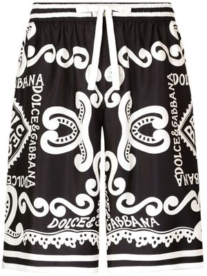 Dolce & Gabbana short en soie à logo imprimé - Noir