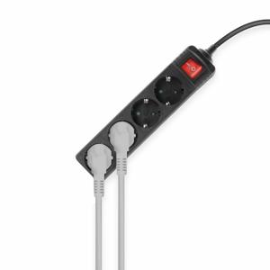 ACT Connectivity Stekkerdoos met lichtgevende schakelaar, 4 sockets, 2 m, zwart