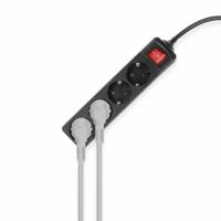 ACT Connectivity Stekkerdoos met lichtgevende schakelaar, 4 sockets, 2 m, zwart - thumbnail