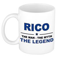 Rico cadeau mok - man myth legend - naam koffiemok / beker - wit en blauw - 300 ml