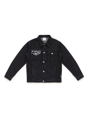 Marcelo Burlon County Of Milan Kids veste en jean à empiècements contrastants - Noir