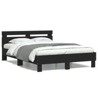Bedframe met hoofdeinde en LED zwart 120x190 cm