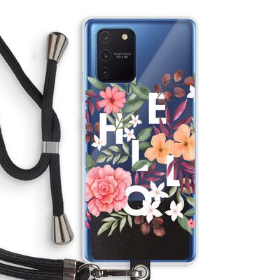 Hello in flowers: Samsung Galaxy Note 10 Lite Transparant Hoesje met koord